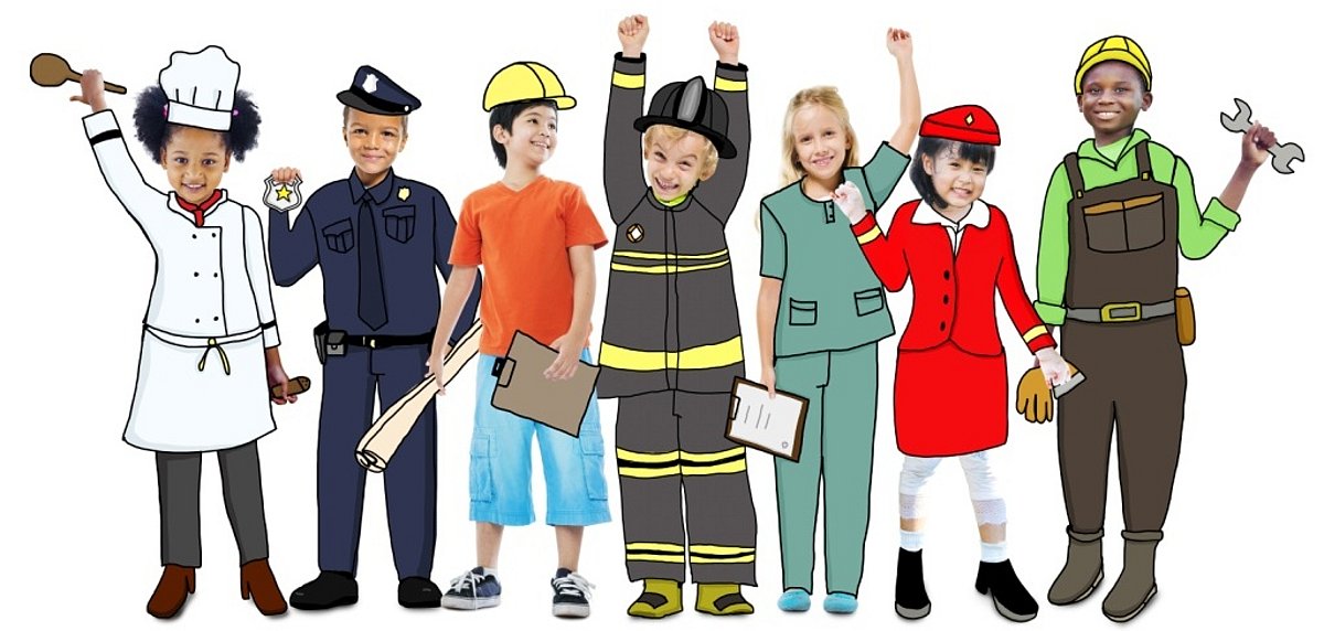 Kinder in unterschiedlichen Berufskostümen