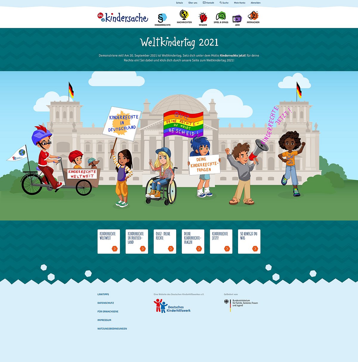 Screenshot der Website zum Weltkindertag 2021