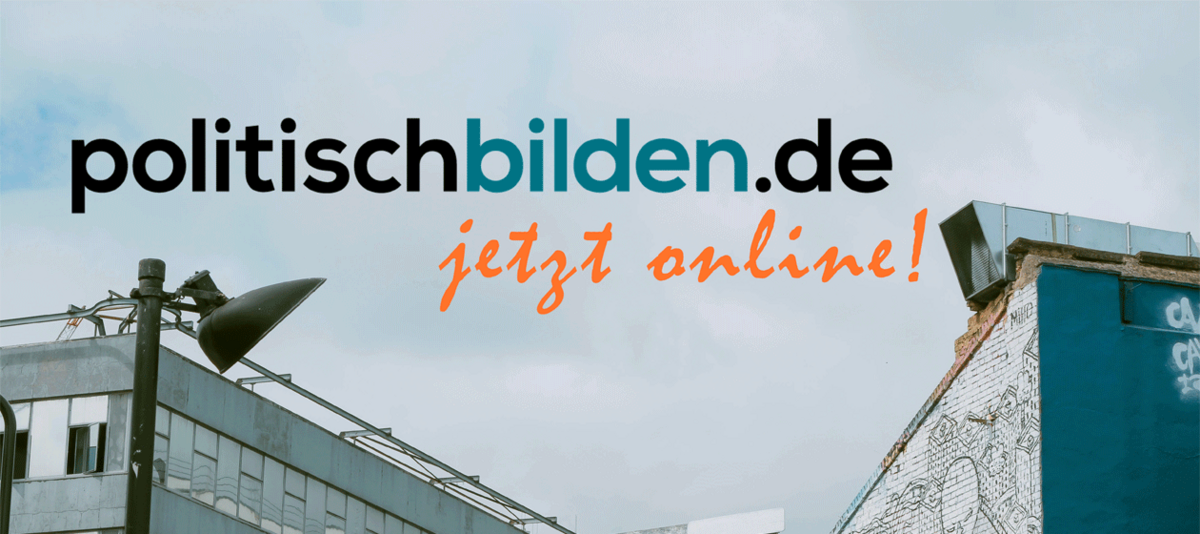 Hintergrundmotiv mit dem Schriftzug "politischbilden.de - jetzt online"