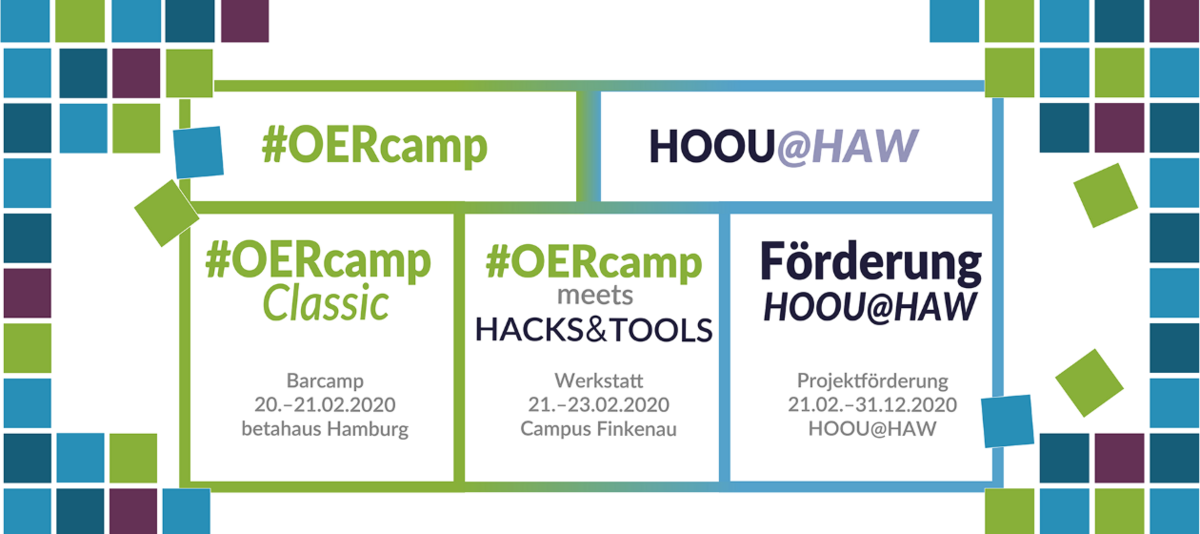 Banner zu OERcamps in Hamburg mit Informationstext
