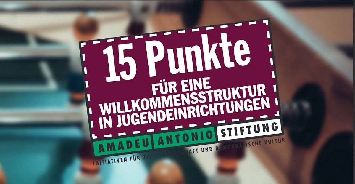 Cover der Handreichung "15 Punkte FÜR EINE WILLKOMMENSSTRUKTUR IN JUGENDEINRICHTUNGEN"
