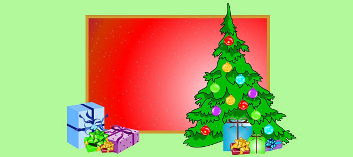 Ein Weihnachtsbaum und Geschenke