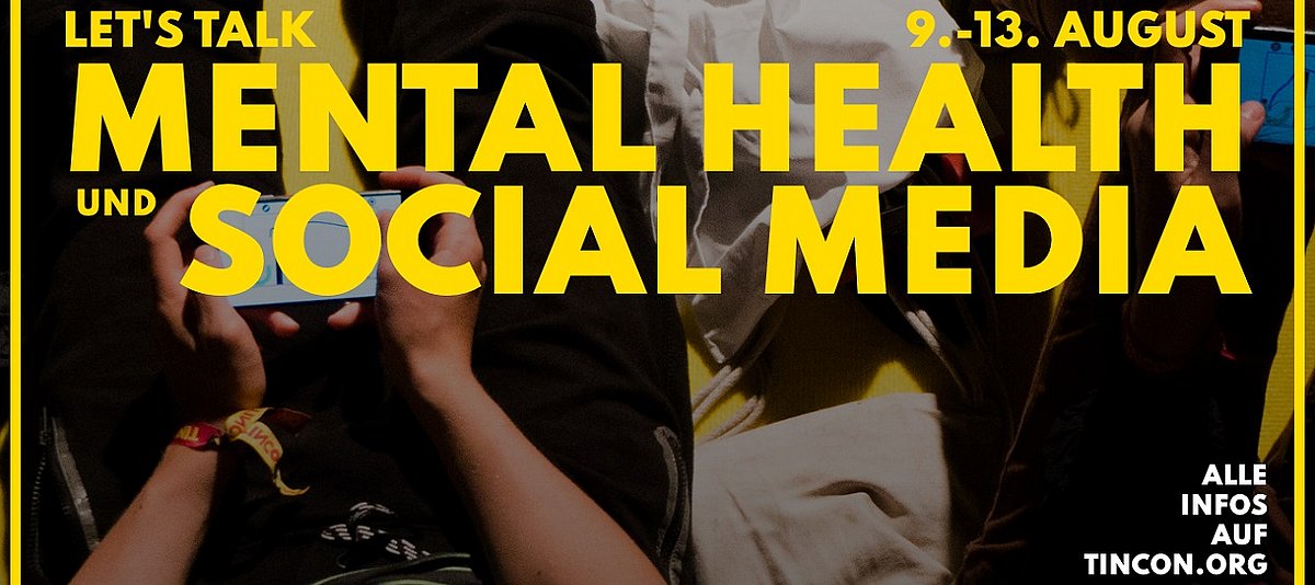 SharePic mit Mottoaufschrift Let's Talk Mental Health and Social Media und dem Datum 9.-13. August