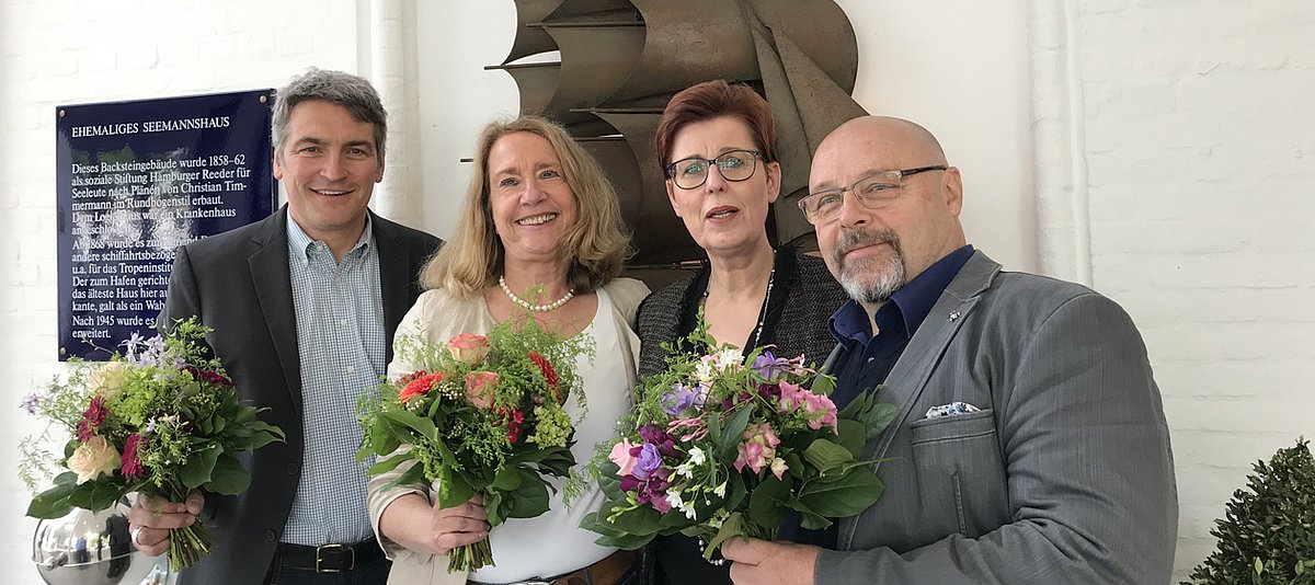 Bei der Arbeitstagung der BAGLJAE in Hamburg (v.l.): Lorenz Bahr (Vorsitzender ab 1.7.2018), Birgit Zeller (Vorsitzende bis 1.7.2018), Birgit Westers und Hans Reinfelder (stellv. Vorsitzende). 