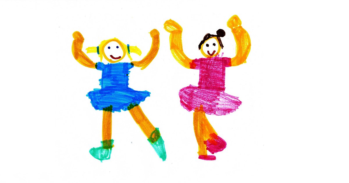 Kinderzeichnung von zwei tanzen Ballerina