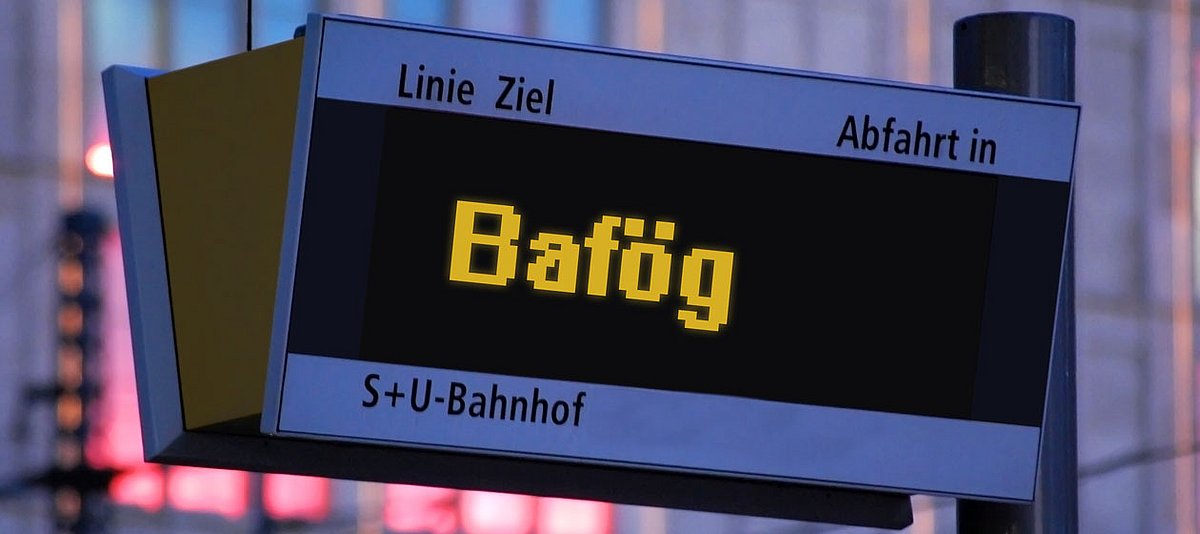 Auf einem S-Bahnschild steht das Wort Bafög.
