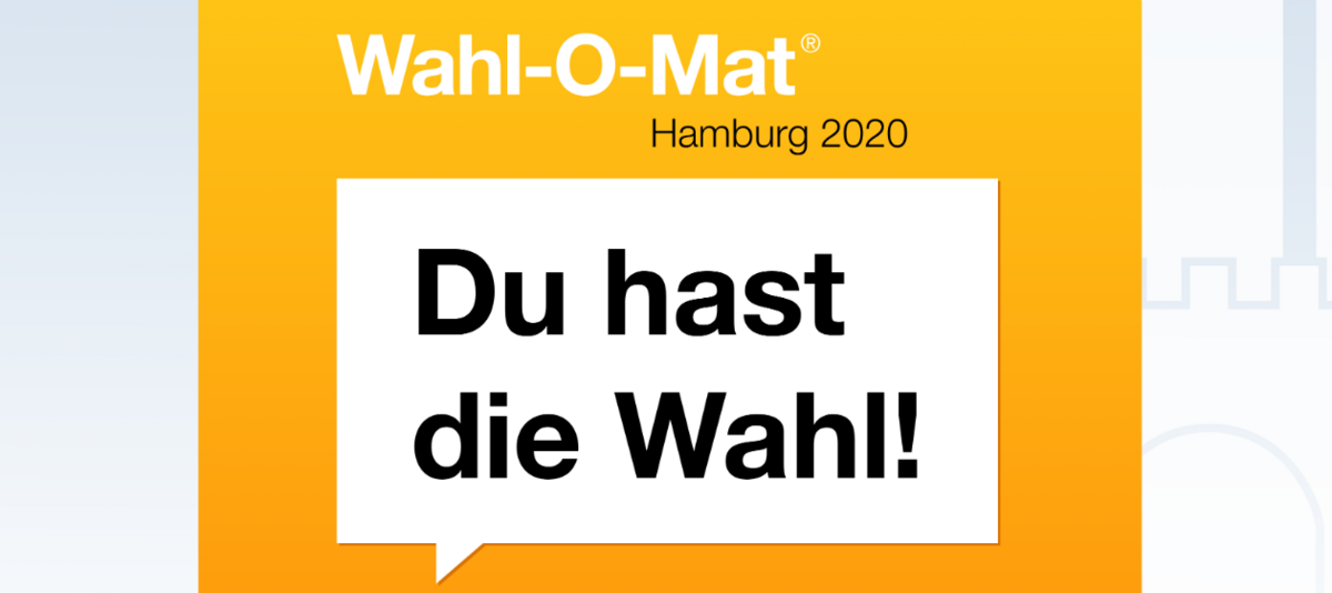 Wahl-O-Mat für Hamburg in Orange mit der Aufschrift "Du hast die Wahl!"